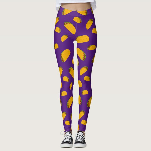 Coole und lustige Yummy-Taktik-Muster lila Leggings (Vorderseite)