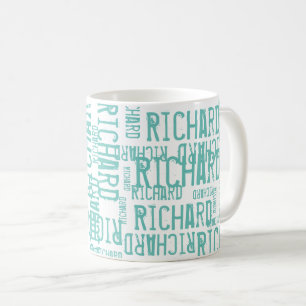 coole und moderne Blautypografie Kaffeetasse