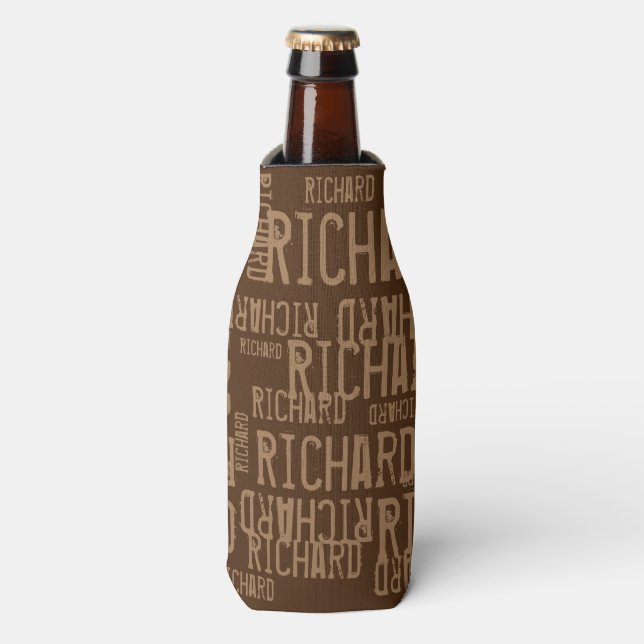 Coole und moderne braune Typografie-Flasche cooler Flaschenkühler (Flaschenvorderseite)