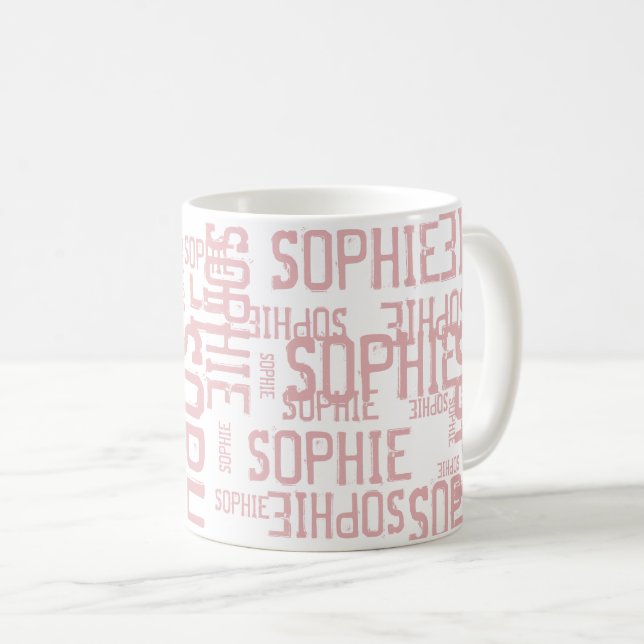Coole und moderne Rosa Typografie Kaffeetasse (VorderseiteRechts)