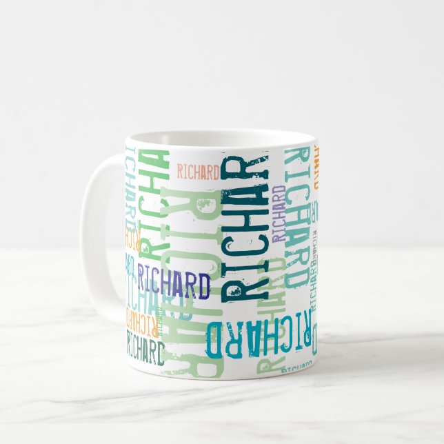 Coole und moderne Typografie Kaffeetasse (Vorderseite Links)