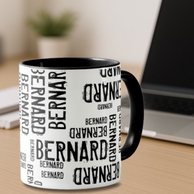 Coole und moderne Typografie Name Muster Schwarz Tasse (Von Creator hochgeladen)