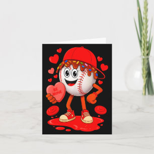 Coole Valentinstag Baseballspieler Herzen tropften Karte