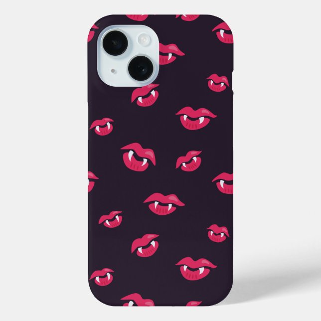 Coole Vampirlippen und Fangmuster Case-Mate iPhone Hülle (Rückseite)