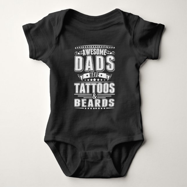 Coole Vater Tattoo Beard Mustache Inkted Vater Baby Strampler (Vorderseite)