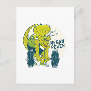 COOLE VEGANE Triceratops Dinosaurier Weightlift Postkarte