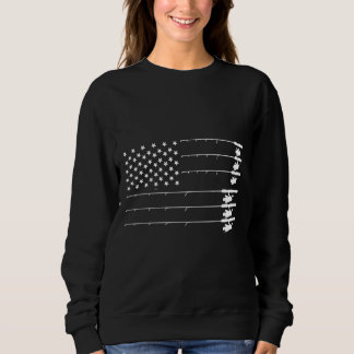 Coole Vintage-Amerikanische-Flagge-Angeln Ruten Sweatshirt