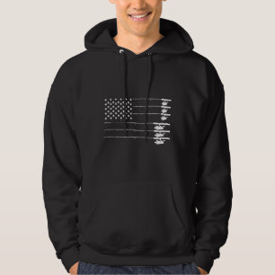 Coole Vintage amerikanische Flaggenfischerei Hoodie