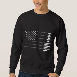 Coole Vintage amerikanische Flaggenfischerei Sweatshirt