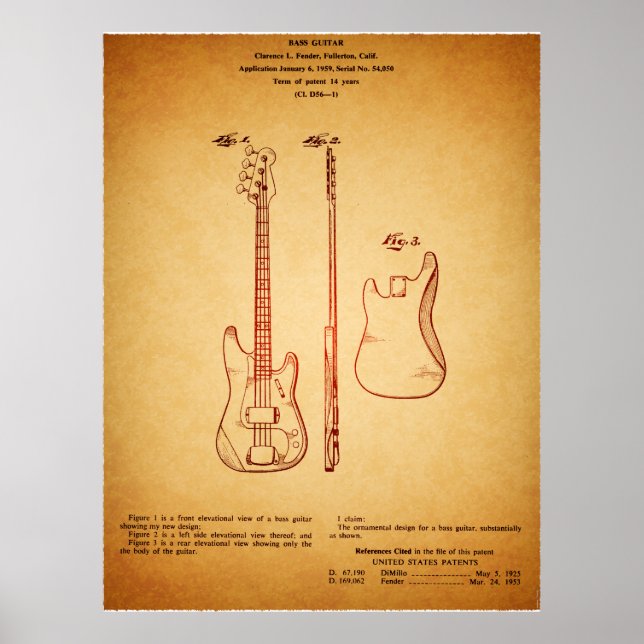 Coole Vintage Ausstrahlung des berühmten Bass Gita Poster (Vorne)