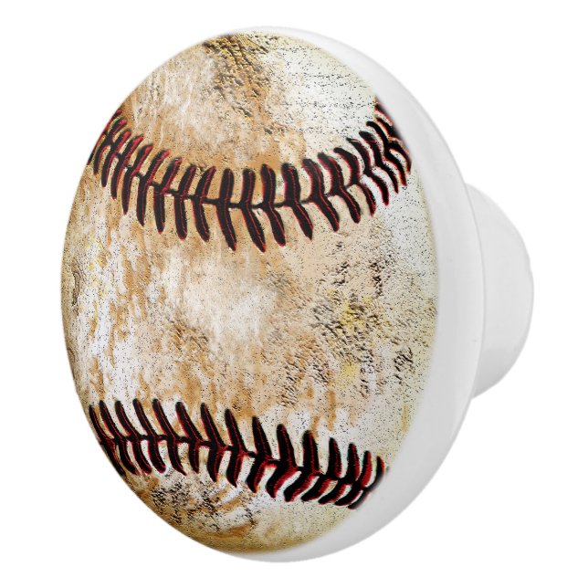 Coole Vintage Baseball-Druckknöpfe und -Schleifsch Keramikknauf (Rechts)