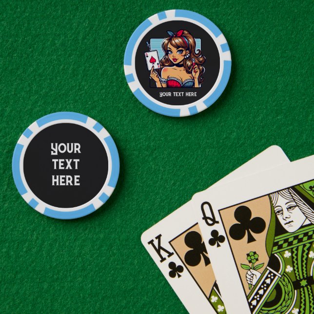 Coole Vintage Dame Casino Pokerchips (Pokertisch (doppelt))