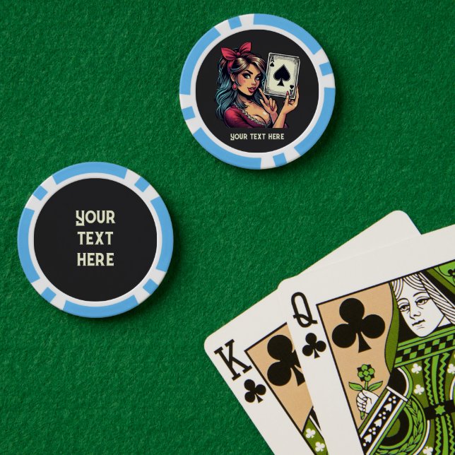 Coole Vintage Dame Casino Pokerchips (Pokertisch (doppelt))