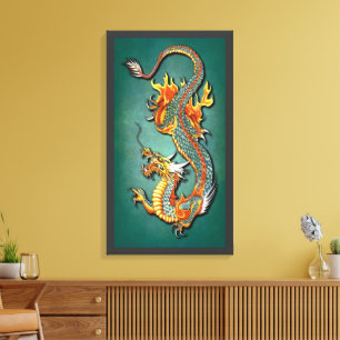 Coole Vintage Fantasiewelt Drache Tattoo Leinwanddruck
