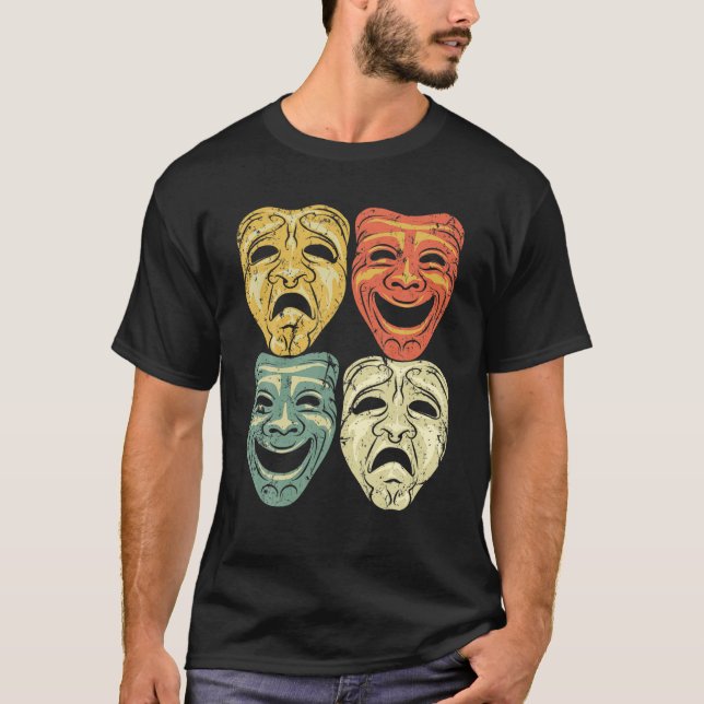 Coole Vintage Farbtheatermaske | Funny Drama Perf T-Shirt (Vorderseite)
