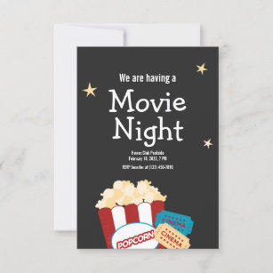 Coole Vintage Filmnacht Popcorn Einladung