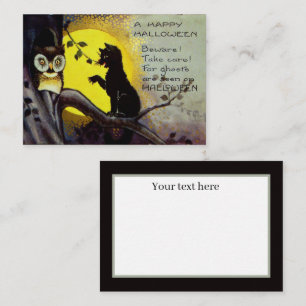 coole Vintage Halloween-Katzenuhu Mitteilungskarte