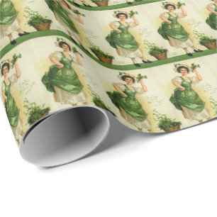 Coole Vintage-Irland-Kachelvorlage Saint Patrick's Geschenkpapier