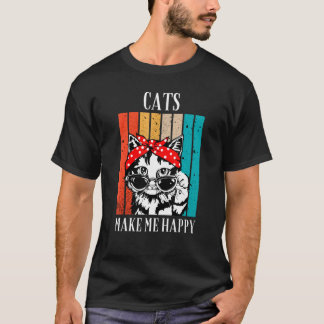 Coole Vintage-Katze Katzen machen mich glücklich f T-Shirt