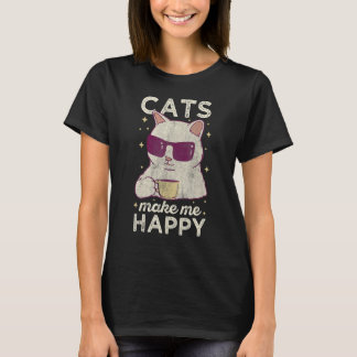 Coole Vintage-Katze  Katzen machen mich glücklich T-Shirt