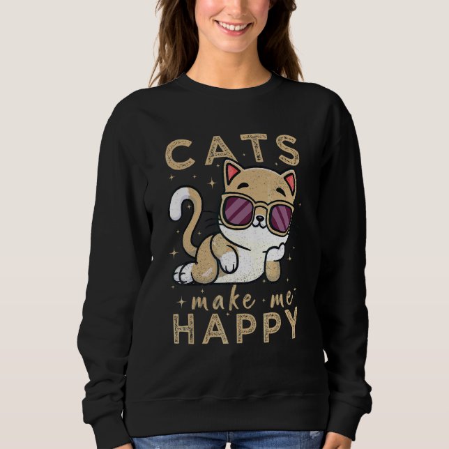 Coole Vintage Katzen machen mich glücklich Männer  Sweatshirt (Vorderseite)