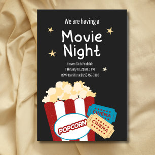 Coole Vintage-Kinoabend-Popcorn-Einladung Einladung
