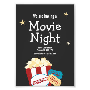 Coole Vintage-Kinoabend-Popcorn-Einladung Fotodruck