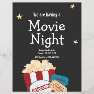 Coole Vintage-Kinonacht-Popcorn-Einladung Flyer