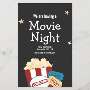 Coole Vintage-Kinonacht-Popcorn-Einladung Flyer