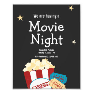 Coole Vintage-Kinonacht-Popcorn-Einladung Fotodruck