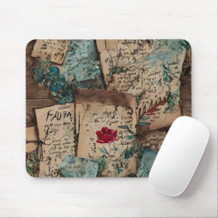 Coole Vintage-Kunst Alte rustikale Papier Roten Ro Mousepad