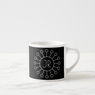 Coole Vintage Logo-Stilmonogramm   Schwarz/Weiß Espressotasse