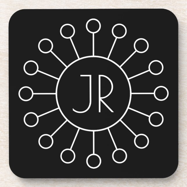 Coole Vintage Logo-Stilmonogramm | Schwarz/Weiß Getränkeuntersetzer (Vorderseite)