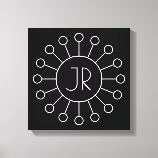 Coole Vintage Logo-Stilmonogramm | Schwarz/Weiß Leinwanddruck (Vorderseite)