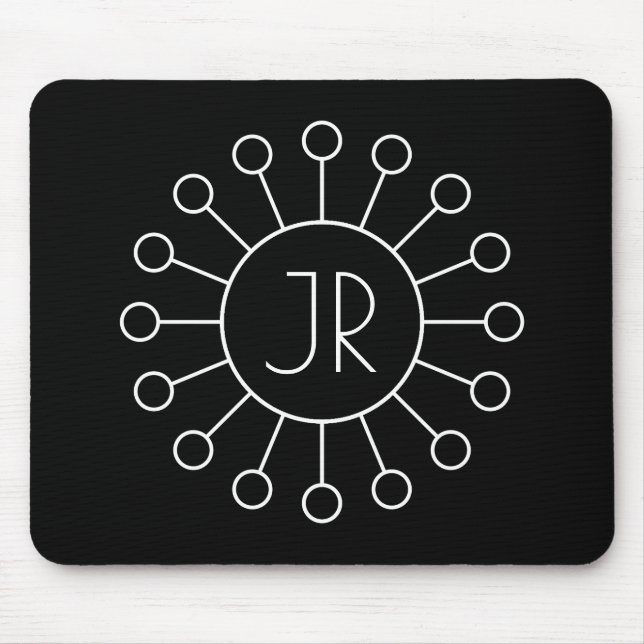 Coole Vintage Logo-Stilmonogramm | Schwarz/Weiß Mousepad (Vorne)