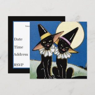 coole Vintage-Party mit schwarzer Katze Einladung