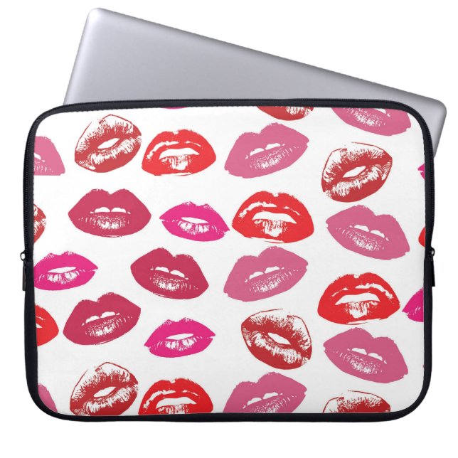 Coole Vintage Retro gürmisch-rosa Glossy Lips Laptopschutzhülle (Vorderseite)