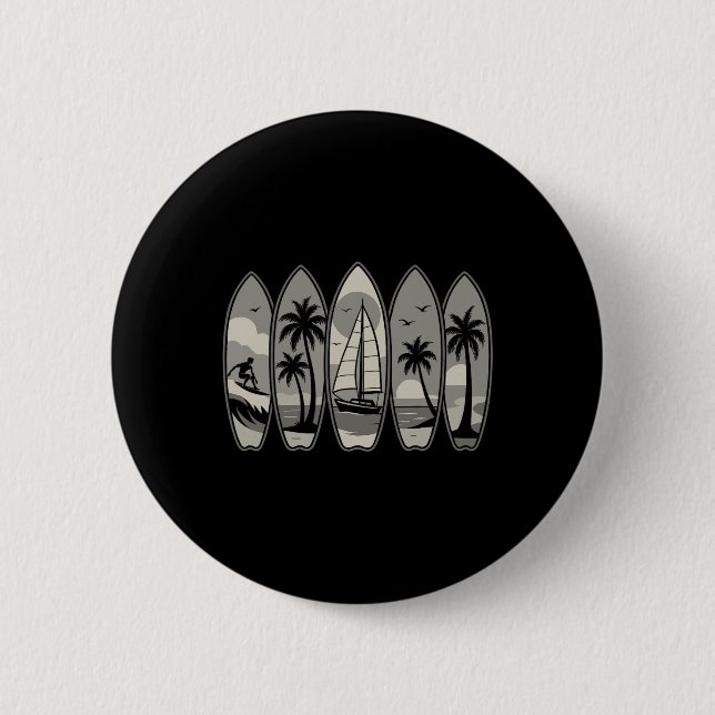 Coole Vintage Retro Surfen Surfboard Surfer S Button (Vorderseite)