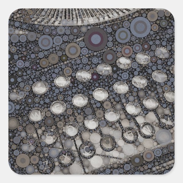 Coole Vintage Schreibmaschine Moderner Pop Art Quadratischer Aufkleber (Vorderseite)