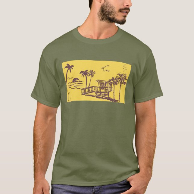 Coole Vintage Strandskizze T-Shirt (Vorderseite)