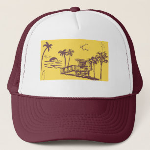 Coole Vintage Strandskizze Truckerkappe