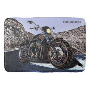 Coole Vintage Straßen-glühender Motorrad-Chopper Badematte