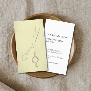 Coole Vintage-Textur Gelbe Schere Friseur Visitenkarte