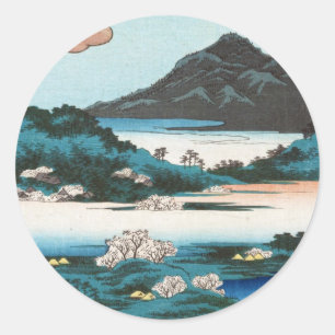 Coole vintage-ukiyo-e japanische Wasserlandschaft Runder Aufkleber
