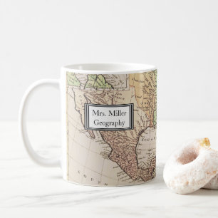 Coole Vintage-Weltkarte-Geographie-Lehrer Tasse