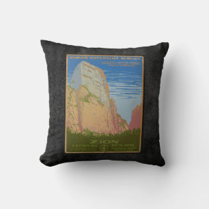 coole vintage Zion National Park Reiseplakat-Kunst Kissen