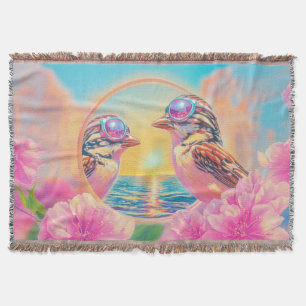 Coole Vögel mit Sonnenbrille bei Sonnenuntergang Decke