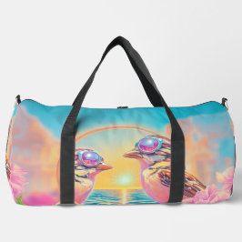 Coole Vögel mit Sonnenbrille bei Sonnenuntergang Duffle Bag
