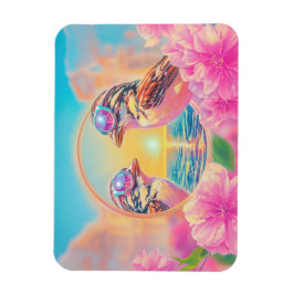 Coole Vögel mit Sonnenbrille bei Sonnenuntergang Magnet