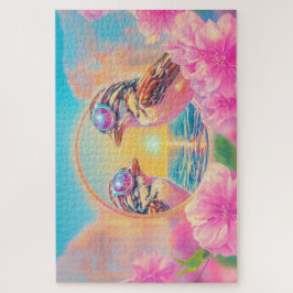 Coole Vögel mit Sonnenbrille bei Sonnenuntergang Puzzle
